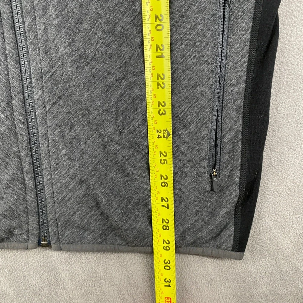 Icebreaker Mens XL Merino Wool Full Zip Jacket Gray Black Mid Layer 5362